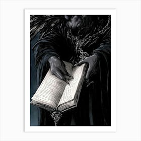 Dark Gothic Raven Reading Book Art Print