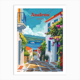 Andros Greece Island Art Illustration Art Print