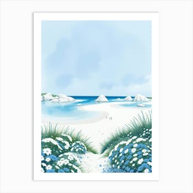 Beach Scene With Flowers Art Print