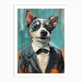 Dog In A Suit Kitsch Portrait 2 Art Print