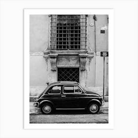 Italian Car Rome | Fiat 500 in Italy black and white Art Print