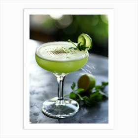 Cocktail With Lime And Mint Garnish Art Print