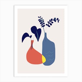 Vase In Blue And Red Art Print