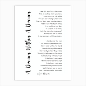 A Dream Within A Dream Poem By Edgar Allan Poe Art Print