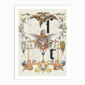 Guide For Constructing The Letters S And T From Mira Calligraphiae Monumenta, Joris Hoefnagel Art Print