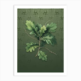 Vintage English Oak Botanical on Lunar Green Pattern n.2251 Art Print