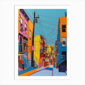 Bushwick New York Colourful Silkscreen Illustration 4 Art Print