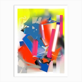 Coloful Geometric Abstraction Yellow Pink Bleu 1 Art Print