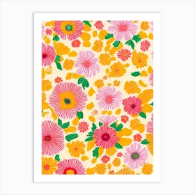 Anemone Floral Print Retro Pattern2 Flower Art Print