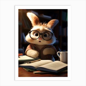 Adorable Bunny's Study Hour Print Art Print