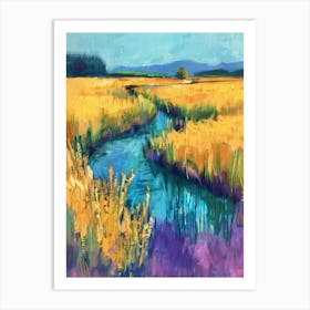 River In A Field Art Print