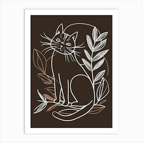 Havana Brown Cat Minimalist Illustration 2 Art Print