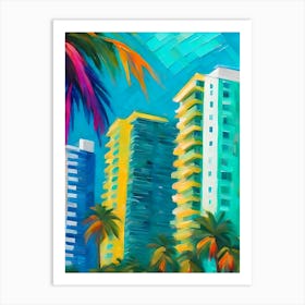 Tropical High-Rise Condos With Palm Trees Art Print