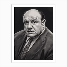 Gangster Art Tony Soprano The Sopranos B&W Art Print