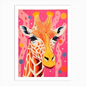 Abstract Giraffe Yellow & Pink Pattern 1 Art Print