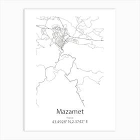 Mazamet,France Minimalist Map Art Print