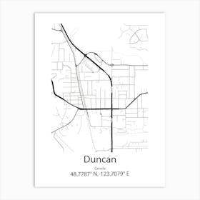 Duncan,Canada Minimalist Map Art Print