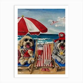 Dogs On The Beach 3 Art Print