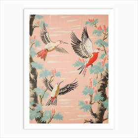 Vintage Japanese Inspired Bird Print Woodpecker 1 Art Print