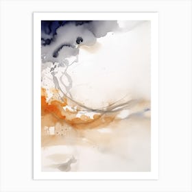 Watercolour Abstract White And Orange 6 Art Print