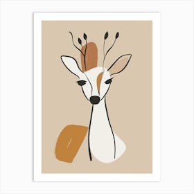 Deer - Boho, Line Art 1 Art Print