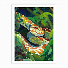 White Lipped Island Pit Viper Snake Painting Art Print