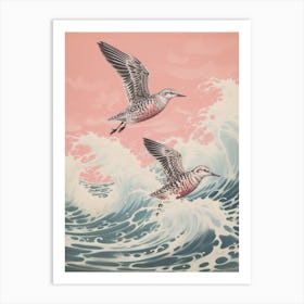 Vintage Japanese Inspired Bird Print Grey Plover 2 Art Print