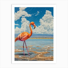 Greater Flamingo Lake Natron Tanzania Tropical Illustration 5 Art Print