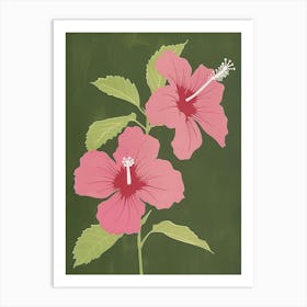 Pink & Green Hibiscus 2 Art Print