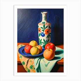 Still Life With Apples And Vase Art Print