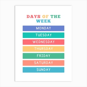 Days Of The Week Nursery Art Print