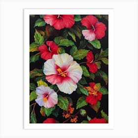 Hibiscus Still Life Oil Painting Flower Art Print