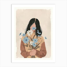 Spring Girl With Blue Flowers 6 Art Print