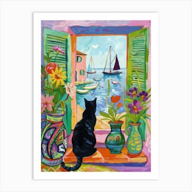 Cat Looking Out Window Art Print