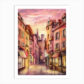 Scenery Of A City Street France Art Print