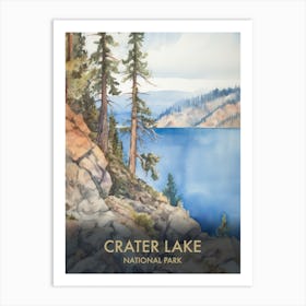 Crater Lake National Park Watercolour Vintage Travel Poster 1 Art Print