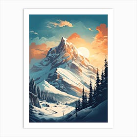 Jackson Hole Mountain Resort   Wyoming, Usa, Ski Resort Illustration 0 Simple Style Art Print