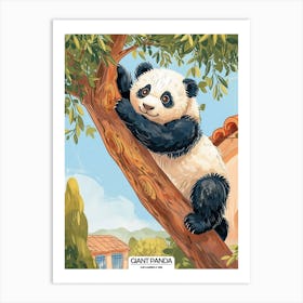 Giant Panda Climbing A Tree Poster 2 Art Print