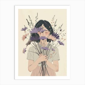 Spring Girl With Purple Flowers 2 Art Print