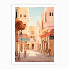 Casablanca Morocco 2 Vintage Pink Travel Illustration Art Print