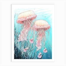 Lions Mane Jellyfish Illustration 2 Art Print