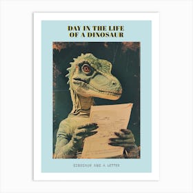 Dinosaur & A Letter Retro Collage 3 Poster Art Print