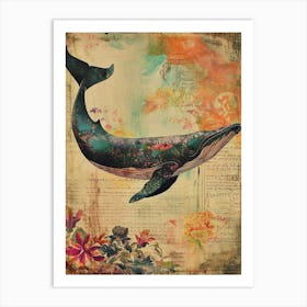Vintage Whale Kitsch Collage 2 Art Print
