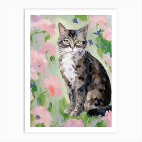 A American Bobtail Cat Painting, Impressionist Painting 1 Art Print