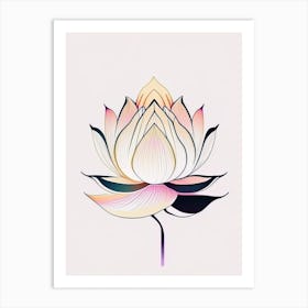 Lotus Flower, Buddhist Symbol Abstract Line Drawing 6 Art Print