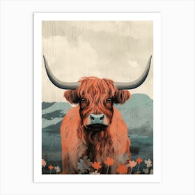 Screenprint Style Highland Cow Art Print