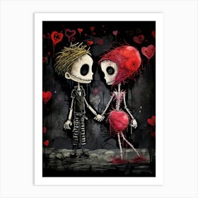 Skeleton Couple Art Print