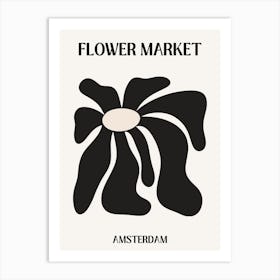 B&W Flower Market Poster Amsterdam Art Print