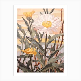 Calendula 2 Flower Painting Art Print