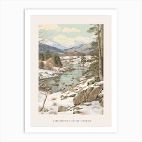 Vintage Winter Poster Lake District United Kingdom 2 Art Print